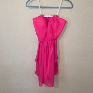 Hot Pink Silk Draped Corset Strapless Dress